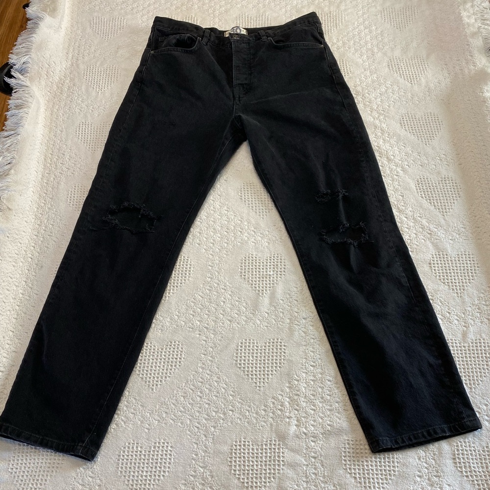 We The Free Black Button Fly Straight Leg Jeans (30)